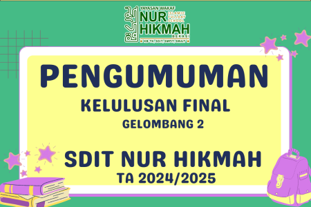 PENGUMUMAN KELULUSAN GELOMBANG II PPDB SDIT NUR HIKMAH TA 2024/2025